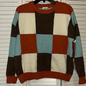 Multicolor Checkered Crewneck Sweater